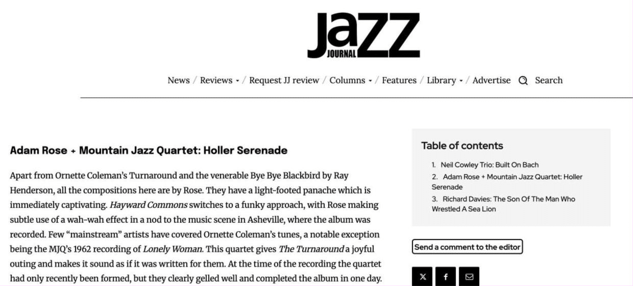 Adam Rose - Jazz Journal