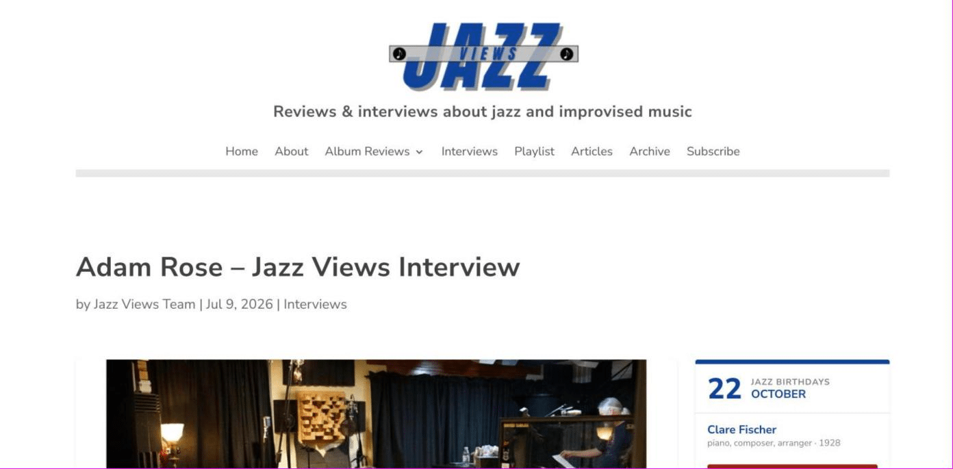 Adam Rose - Jazz Views Interview
